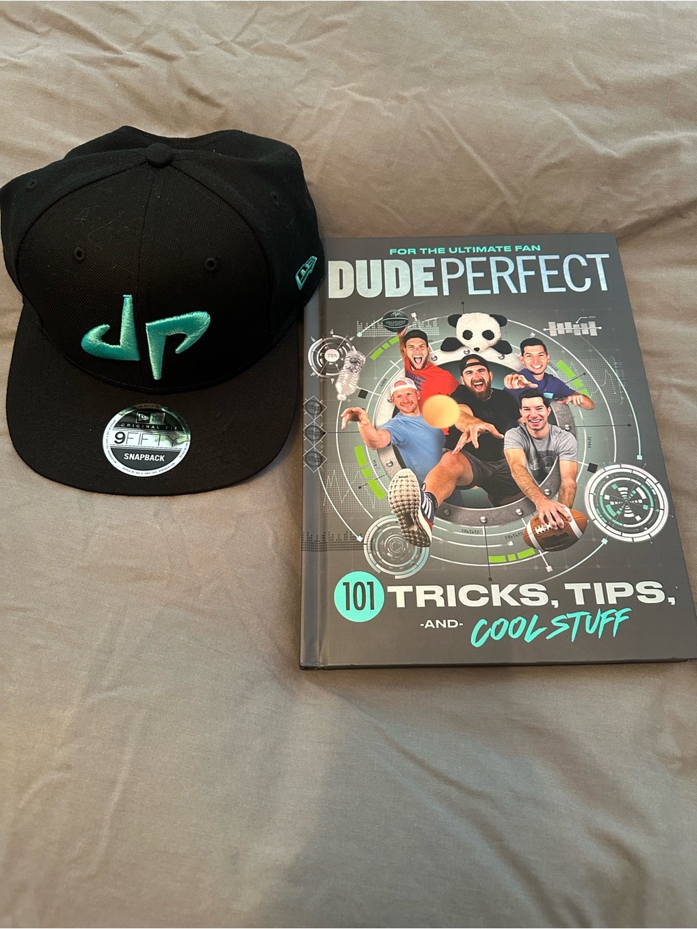 Dude Perfect Kids Black Snapback Hat with Teal Logo